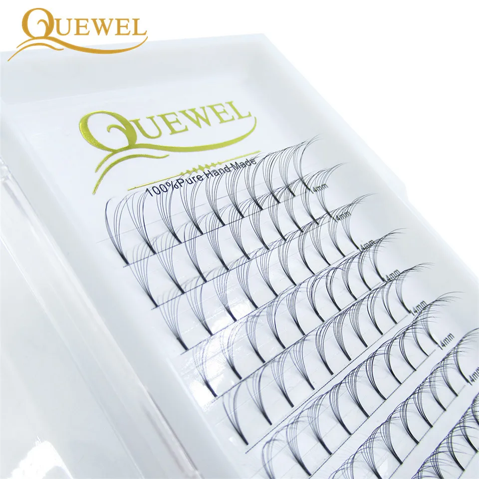 Quewel Premade Volume Fans Lashes 10-Box Set Russian Volume Eyelash Extensions Short Stalk False Eyelashes Faux Mink Wholesale