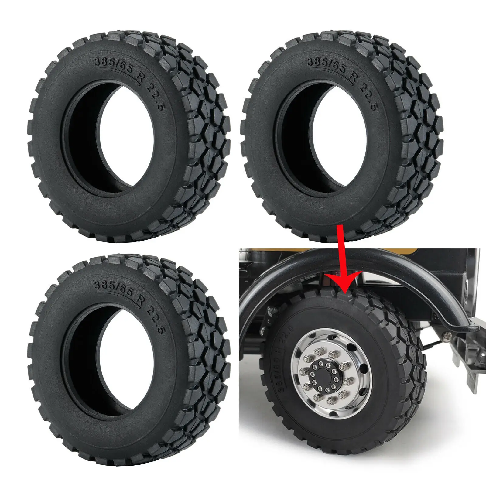 2/4 packs substituição preto 84.5mm pneus de borracha cobrir para tamiya 1:14 trator caminhão reboque rc modelo carro caminhão