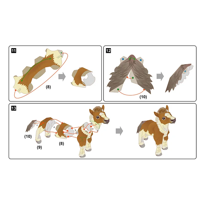 مصغرة الحصان المهر اليدوية اوريغامي الفن للطي صغيرة لطيف ثلاثية الأبعاد ورقة نموذج Papercraft الحيوان لتقوم بها بنفسك الاطفال الكبار الحرفية اللعب QD-042