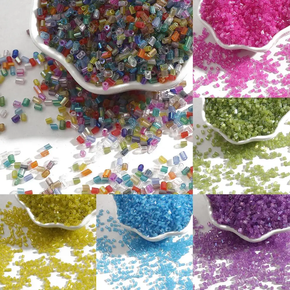 Multicolors Tube Glass Seed Beads Loose Crystal Faceted Beads Spacer Beads For Jewelry Making DIY Accessories 700pcs 2mm