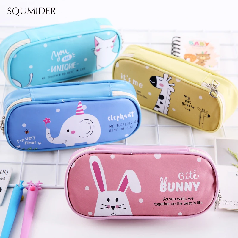 PU leather pencil case cartoon animal pencil bag School stationery storage bag student cute pen case kids pen bag gifts prizes