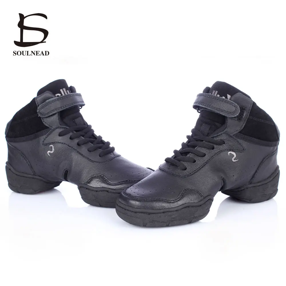 Chaussures de danse Jazz en cuir véritable pour femmes, baskets modernes de danse de rue, Hip Hop carré sport Salsa salle de bal, taille 34 à 45