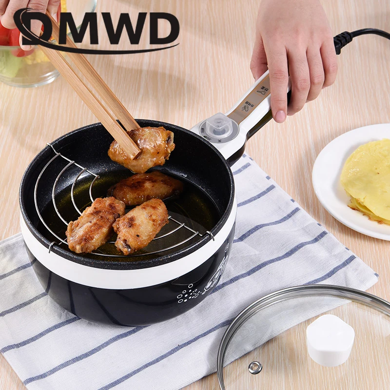 DMWD multifunction electric skillet heating pan multicooker hot pot noodles soup rice cooker egg steamer omelette frying machine