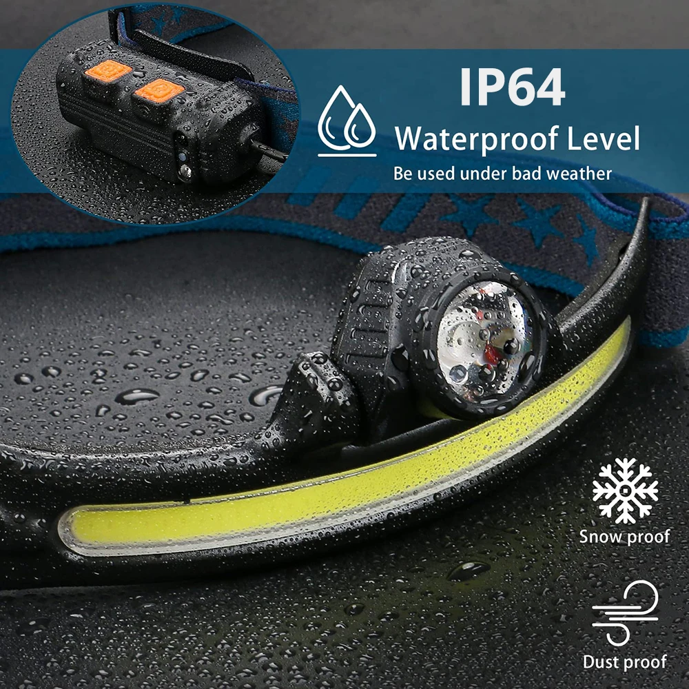 Faro LED de amplio rango, reflector portátil con Sensor para expediciones, pesca, Etc.