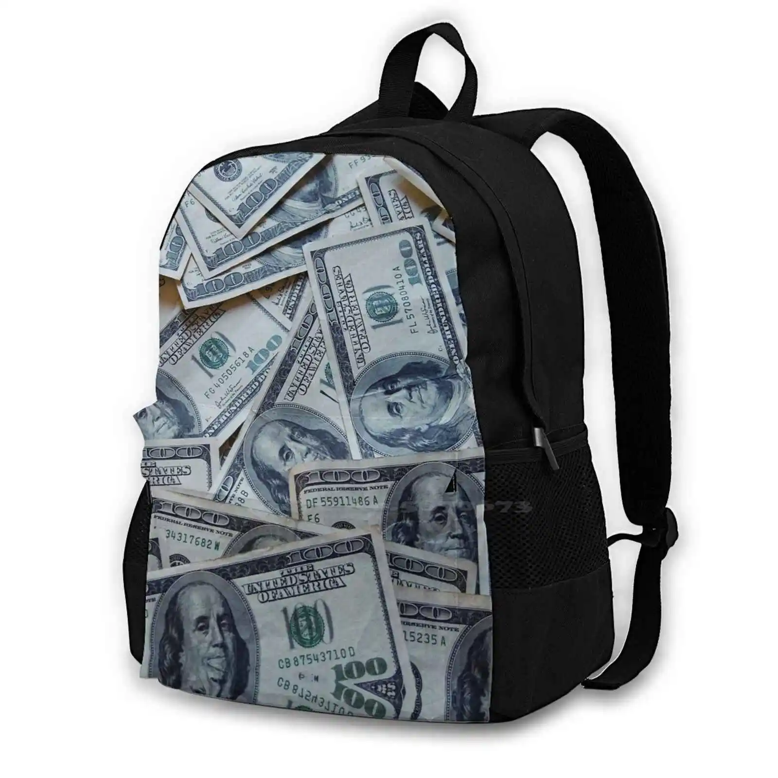 Cash Money Travel Laptop Bagpack School Bags Money Money Paper Scrilla Gwap Chips Loot Green Cheddar Mulla Bread M O B Beans