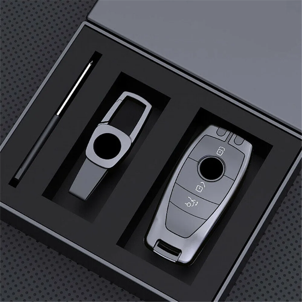 Zinc Alloy Car Remote Smart Key Case Cover Shell Holder Protector with Keychain For Mercedes-Benz A B C E S G-Class Accessories