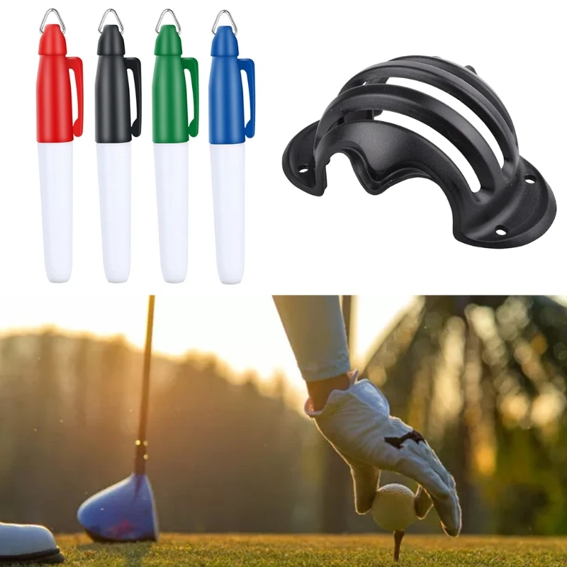 2024 New 1 Set Golf Ball Line Marking Alignment Tool with 4pcs Marker Pens Golf Putting Positioning Aids Outdoor Golf Sport Tool