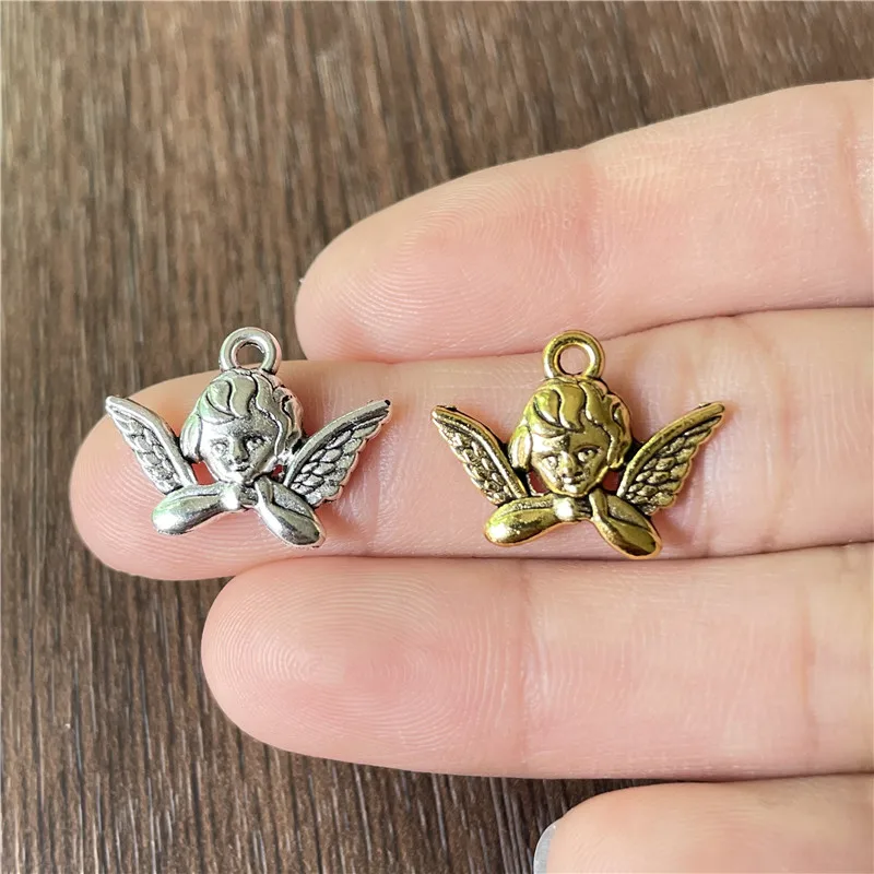 15*20mm New Charm Cute Mini Angel Pendant DIY Bracelet Necklace Jewelry Craft Connector Making Amulet Accessories Wholesale