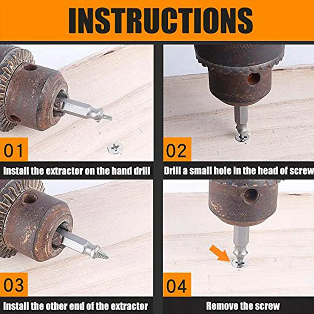 Extractor de tornillos dañados, juego de guía de brocas, fácil de quitar, Perno, herramienta removedora de tornillos, 4/5/6 Uds.
