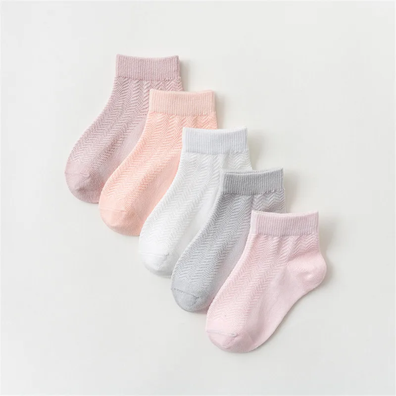 5 Pairs/Lot Kids Socks Boy Girl Baby Infant Cotton Cute Cartoon Breathable Mesh For Spring Summer 1-12Y Children Socks Gifts