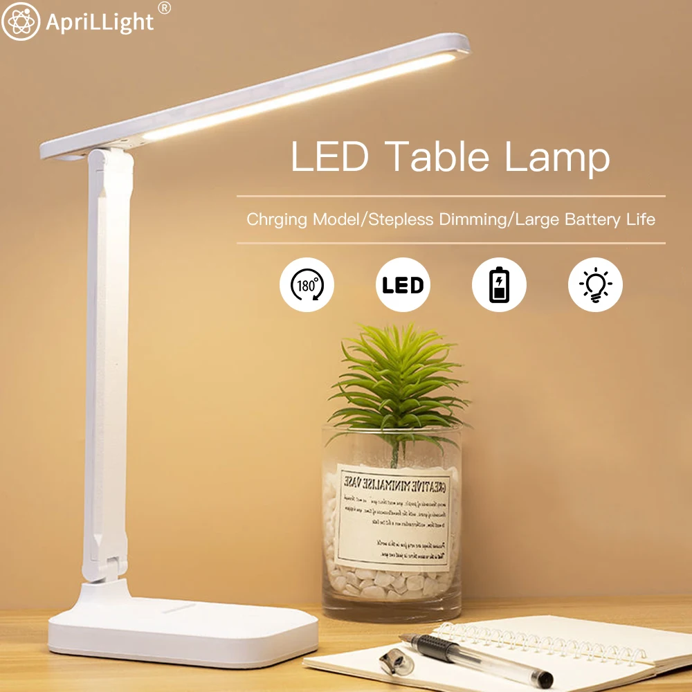 Led Table Lamp 3 Color Stepless Dimmable Touch Foldable USB Chargeable Desk Lamp Bedside Eye Protection Reading Night Light DC5V