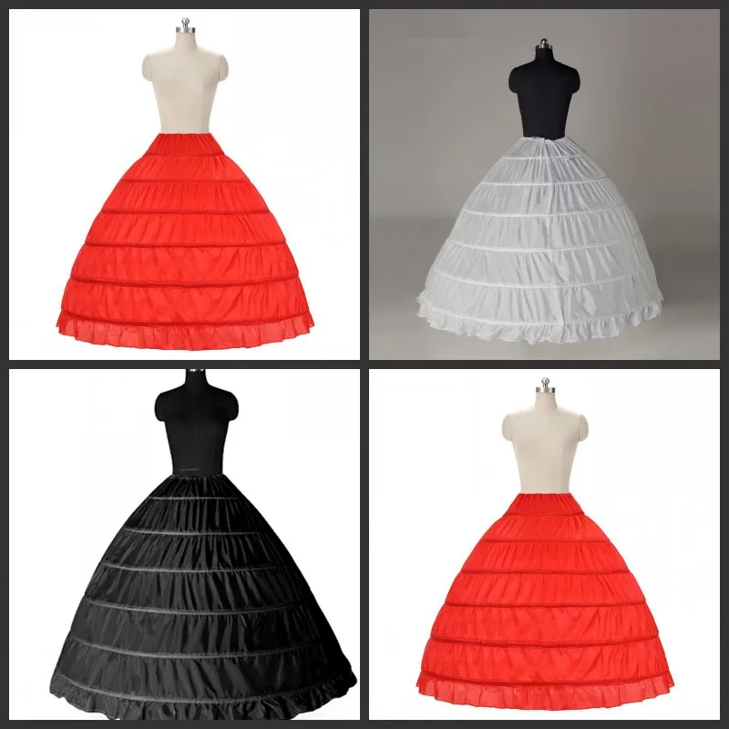 สีขาว/สีดำ/สีแดง6 Hoopsงานแต่งงานเจ้าสาวPetticoat