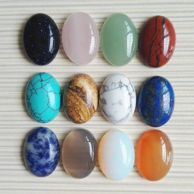 

12x16mm Natural Assorted stone mixed Oval CAB CABOCHON beads for Jewelry making wholesale 50pcs/lot free shipping