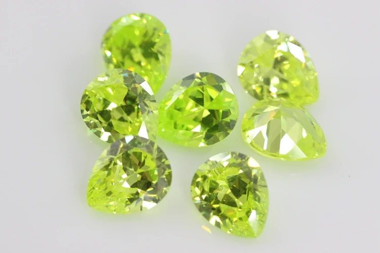 5A Pear Double CheckerBoard Cubic Zirconia Stone Multicolor Brilliant Cut Loose CZ Stones Synthetic Gems Beads For Jewelry
