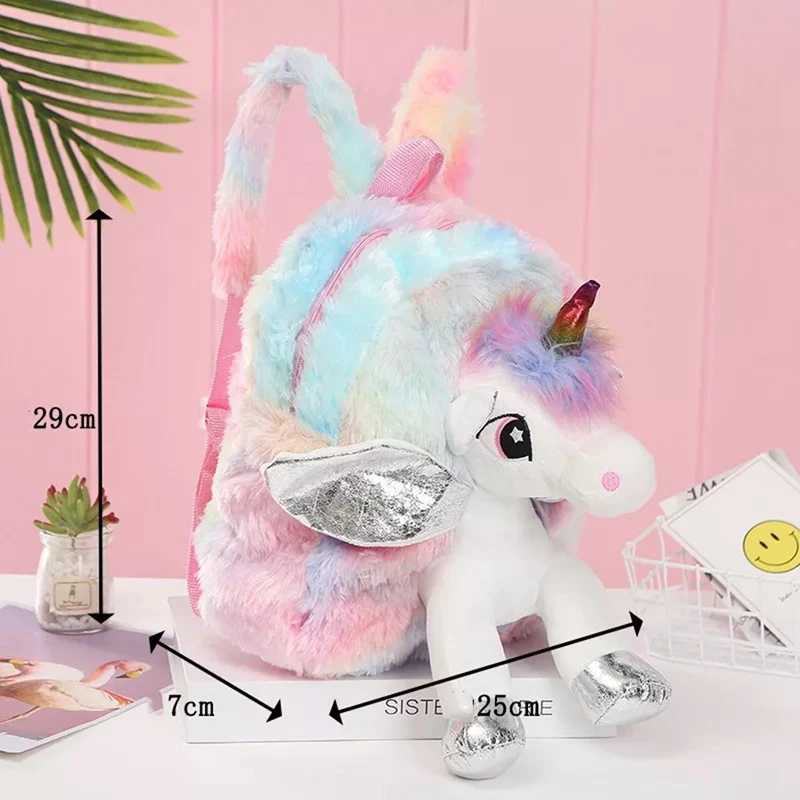 Plush Kindergarten Bag Baby Doll Unicorn Backpacks for Girls