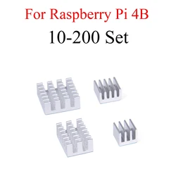 10 - 200 Set Aluminum Heat Sink Cooling Sink Cooler HeatSink 4Pcs Kit Radiator For Raspberry Pi 4 Model B Silver