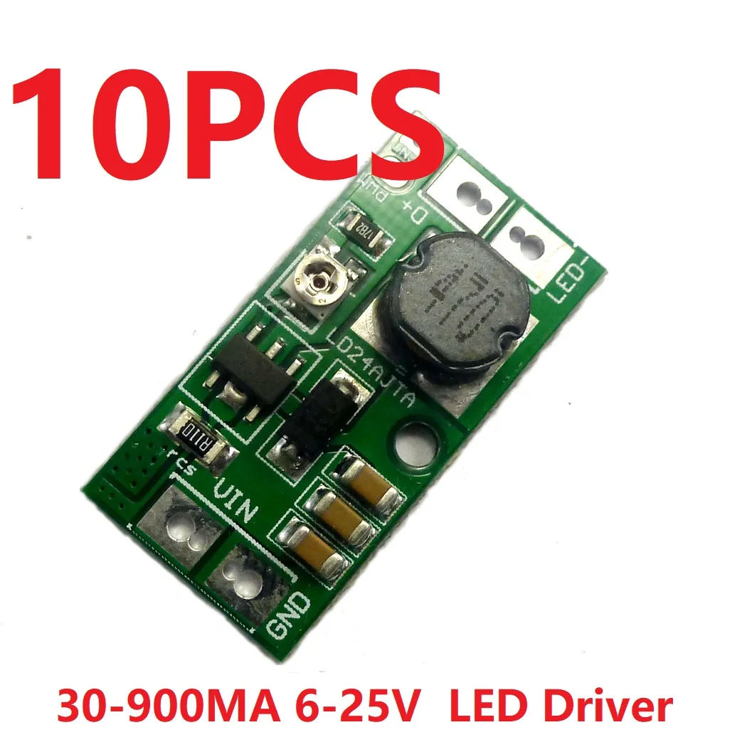 

10 Pcs DC 6-24V 30-900MA Adjustable LED Driver Module PWM Controller DC-DC Step-down Constant Current Converter Board