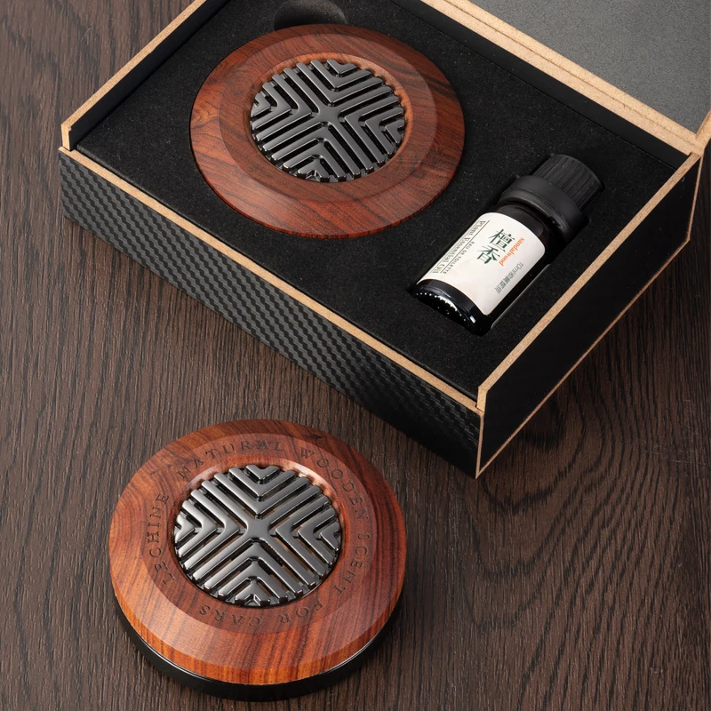 10 ML Wood+Metal Car Air freshener Luxury Simple Design Oil Diffuser Car Perfume Vintage Good Smell Car Ornament Auto Fragrance