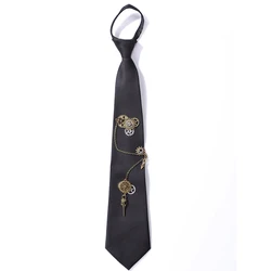 Tie Halloween Anime Accessories Punk Lolita Adult Zipper Tie Steampunk Gothic Gear Necktie Matching Set Cosplay Party