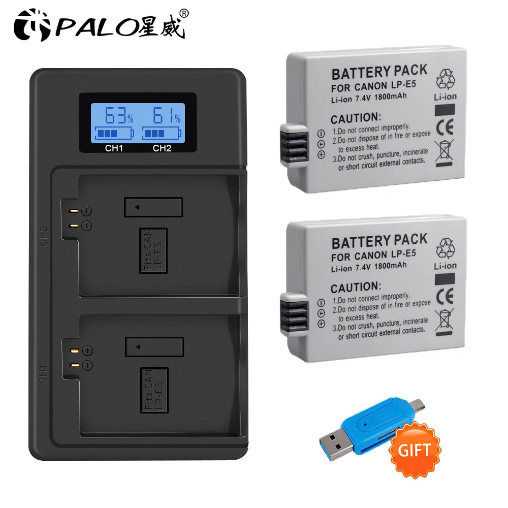 

PALO LP-E5 LPE5 LP E5 Camera Battery 7.4V 1800mAh High Capacity Batteries Canon EOS Rebel T1i Rebel XSi 1000D 500D 450D