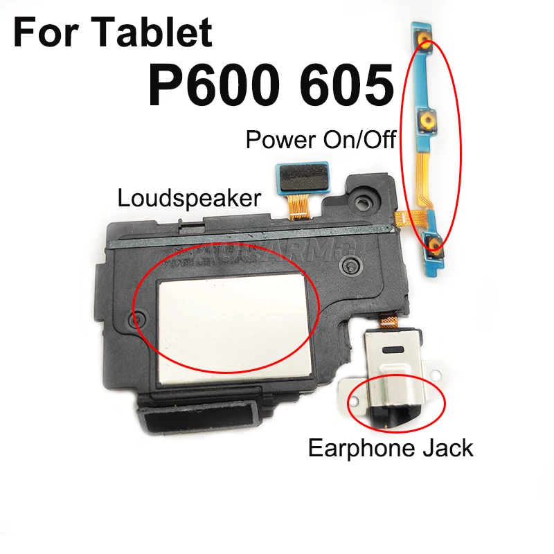 Aocarmo Power On/Off Volume Loudspeaker Earphone Headset Jack Flex Cable For Samsung Galaxy Tab SM- P600 P601 P605 Repair Part