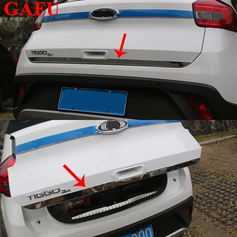 for Chery Tiggo 3X 2021 2020 2019 2016 Stainless Steel Rear Door Trim Car Back Door Trunk Chrome Strip Tailgate Strips Sticker