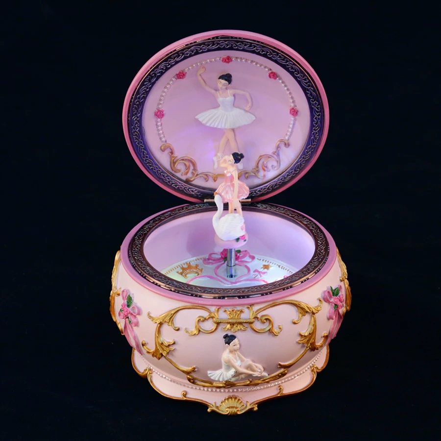 Romance Ballerina Dancing Girl Music Box Swan Lake Luminous