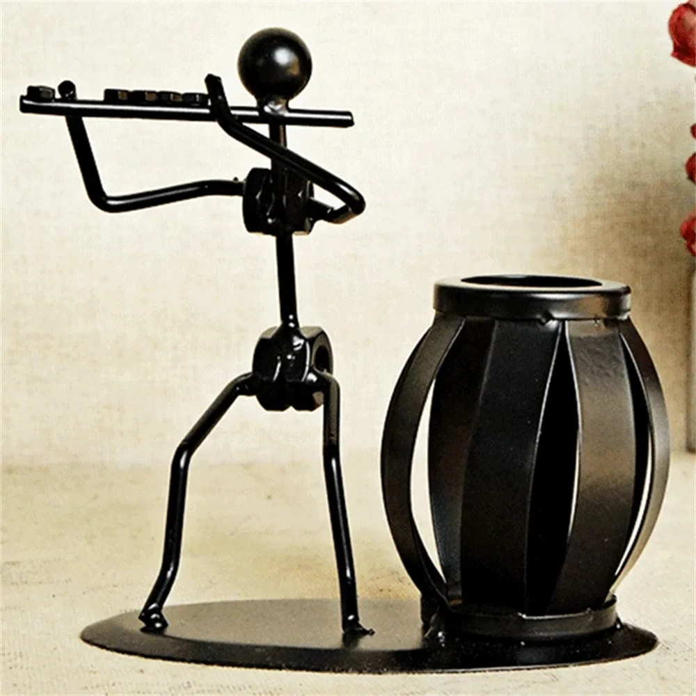 

Metal Music Little Iron Man Pen Holder Mini Band Student Gift Birthday Gift Study Office Desktop Home Decoration Shelf