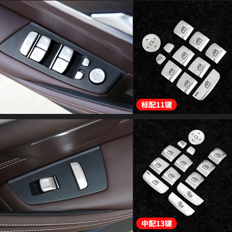 For BMW 5 Series 528 530 G30 2018 ABS Chrome Car Door Window Switch Lifter Buttons Cover Trim