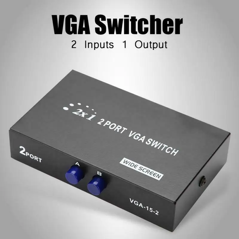 2 in 1 VGA Switcher Splitterสนับสนุนการชาร์จไฟและการซิงโครไนซ์ข้อมูลVGA Monitor Switch VGA Splitter