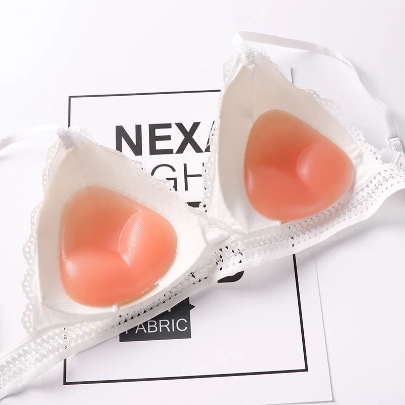 Sexy Silicone Triangle Swimsuit Bra Insert Pads Push Up Breast Enhancer Underwear Removeable Invisable Women Bra Pads