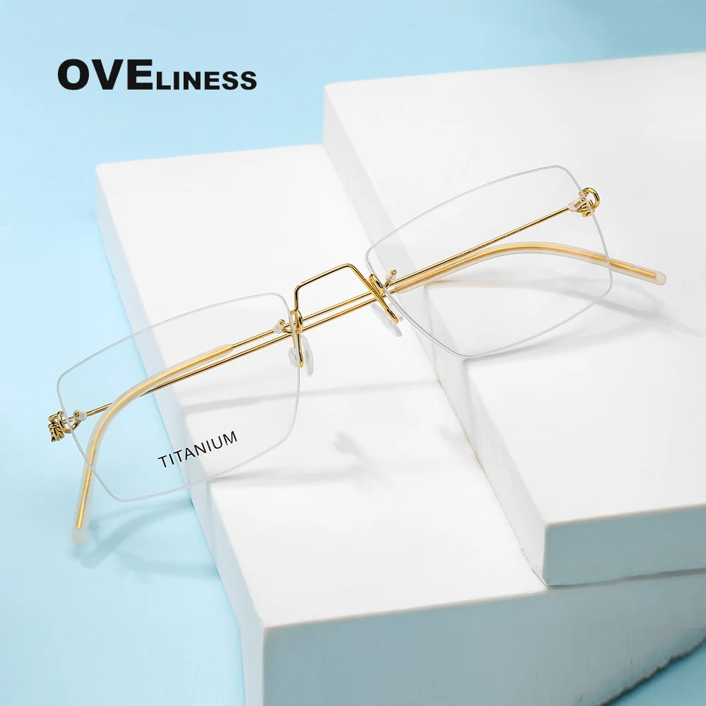 

Fashion Titanium rimless glasses frame men women Optical Prescription eyeglasses frames Myopia eye glasses eyewear Spectacles