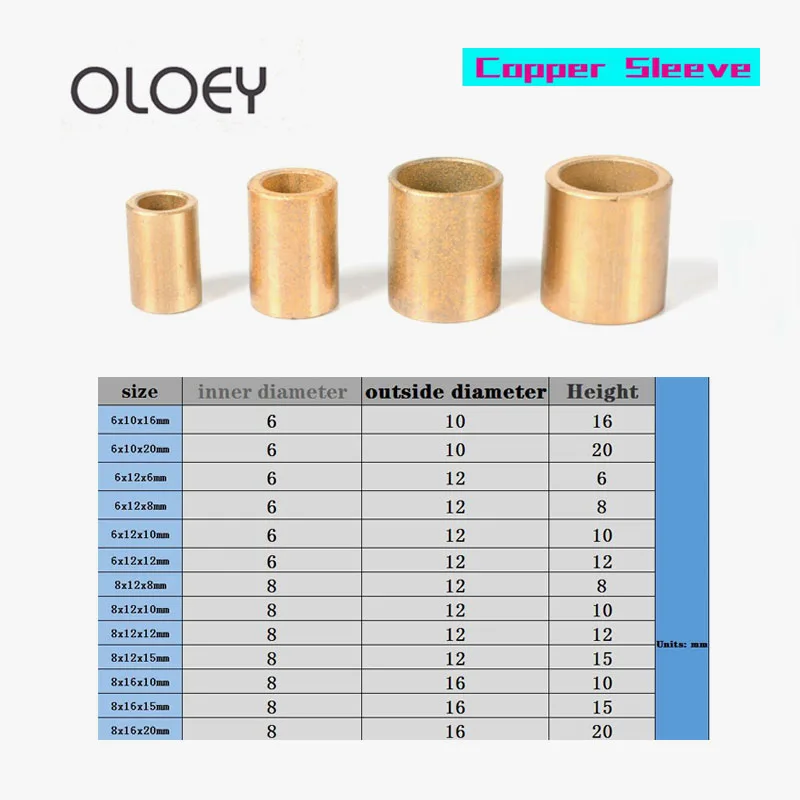 

Inner Diameter 6mm 8mm Self-Lubricating Bearing Powder Metallurgy Oil Copper Bushing Guide Sleeve Height 6-20mm