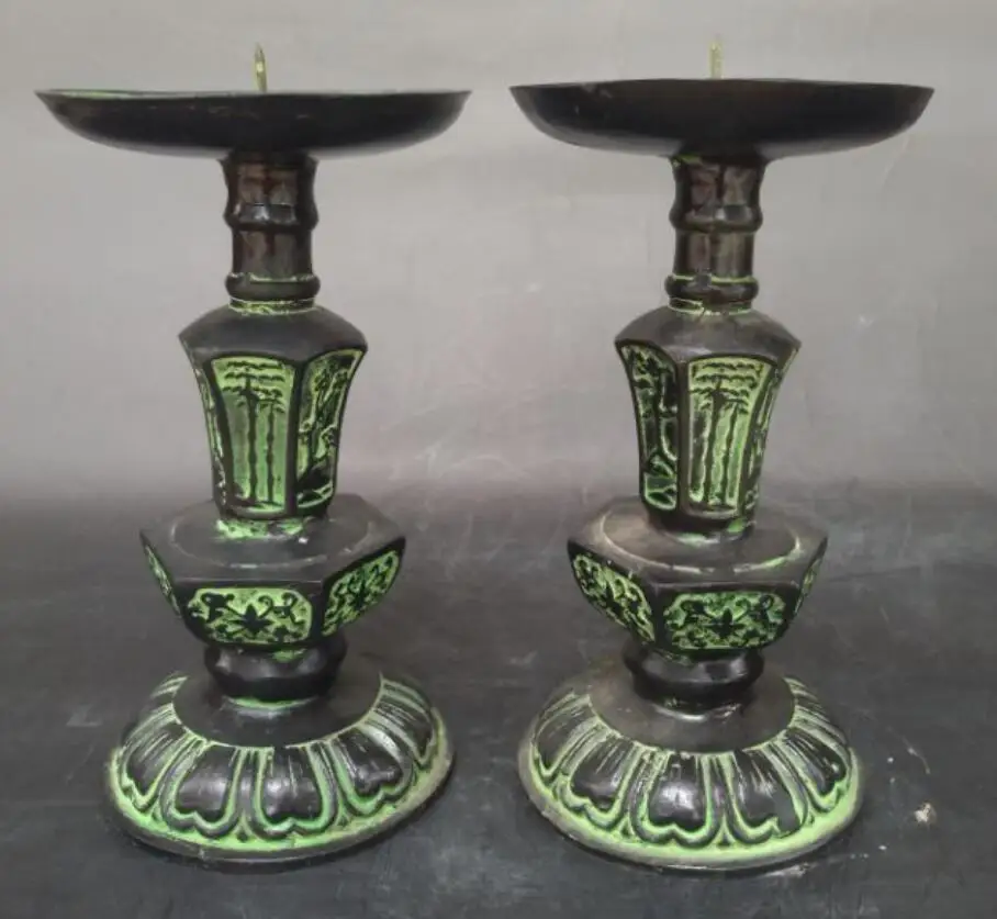 

China bronze Candle Holders crafts statue A pair