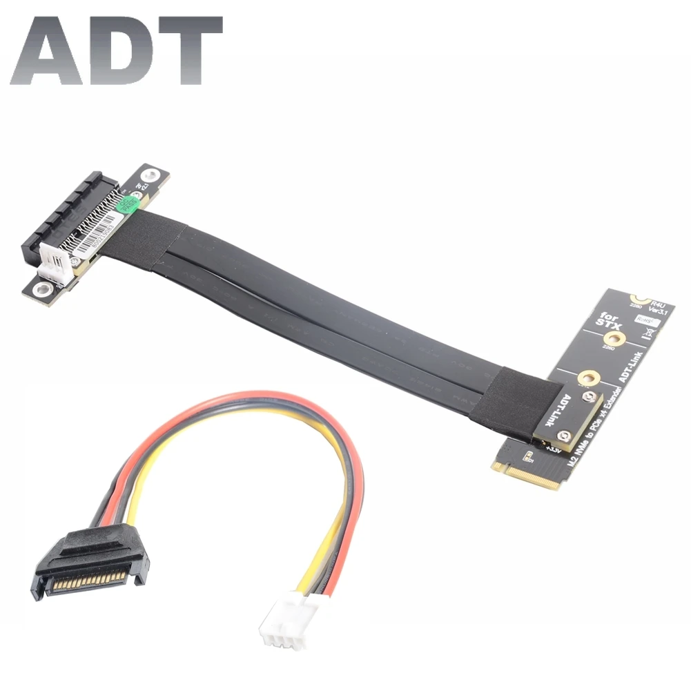 ADT-Link R42UF PCIe x4 3.0 Extension Cable PCI Express 4x To M.2 NVMe M Key 2280 Riser Card Gen3.0 Extender Line 32G/bps