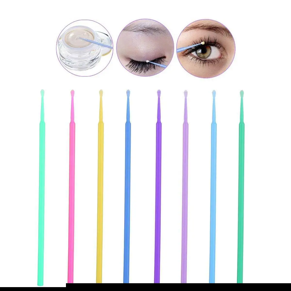 100 pçs/lote descartável cílios escova extensão individual lash remoção cotonete micro escova para ferramentas de extensão de cílios