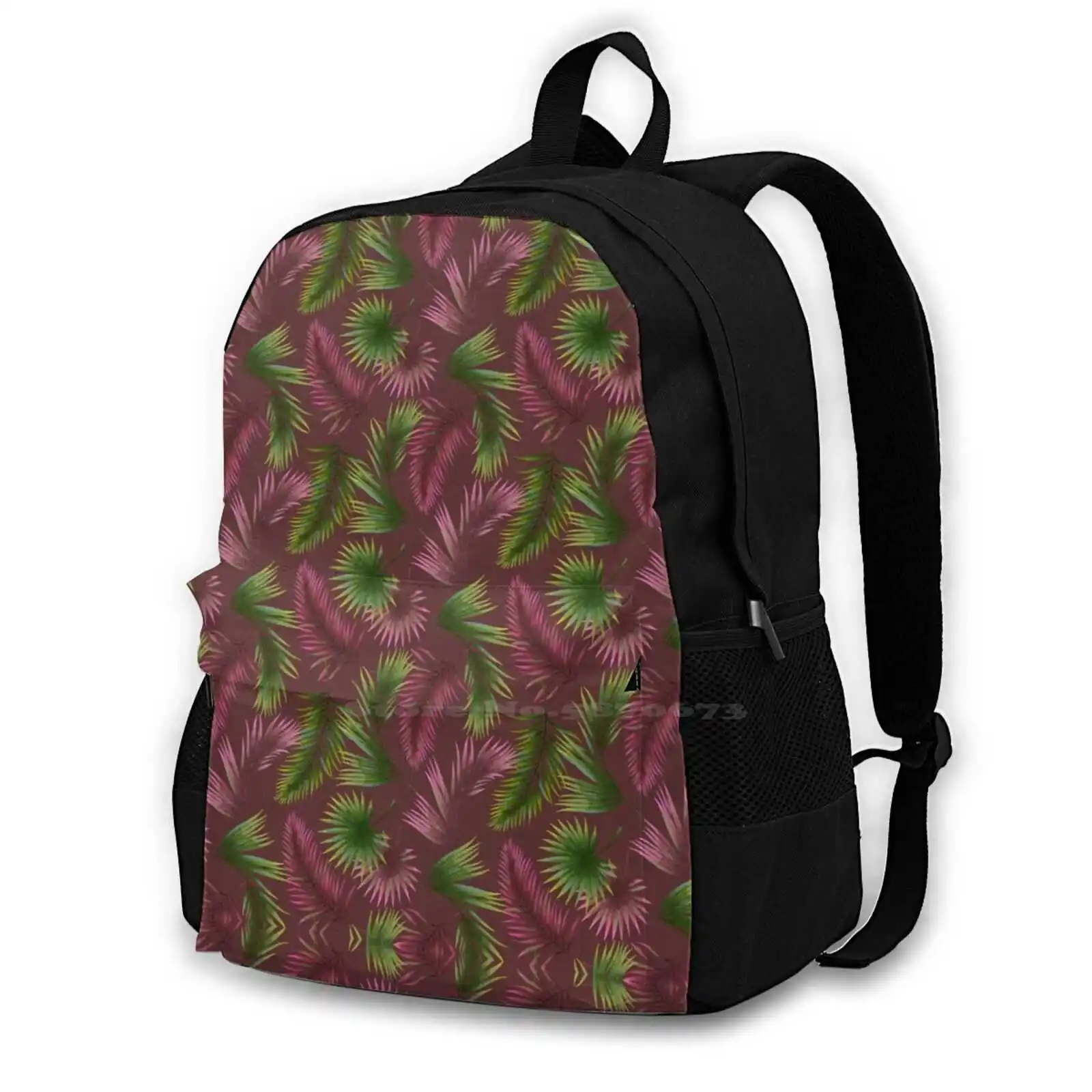 

Into The Woods Backpack For Student School Laptop Travel Bag Tropical Resort Wear Rain Forest Seamless Repeat Jungle Book Into