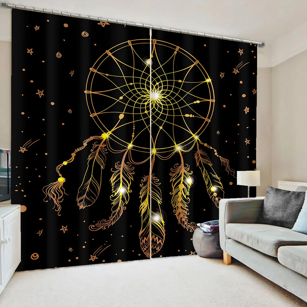 

Luxury Blackout 3D Window Curtains For Living Room Bedroom Customized size black blackout curtains personality curtains