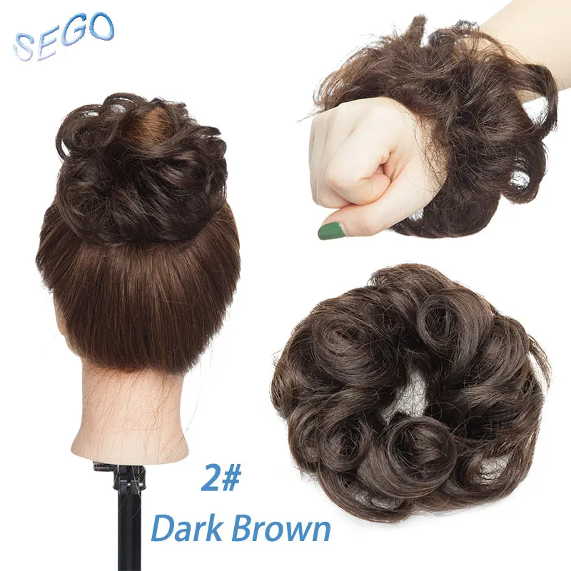 SEGO 100% Menschliches Haar Brötchen Elegante Chignon Scrunchies Haarpferdeschwanz Gerade Donut Updo Haar Stück Für Frauen 17g – Detail 22