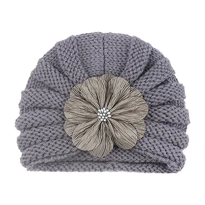 2020 Baby Accessories Clothing Infant Baby Girl Boy Winter Beanie Flower hat Warm Cap Crochet Knitted pearl Hat Turban