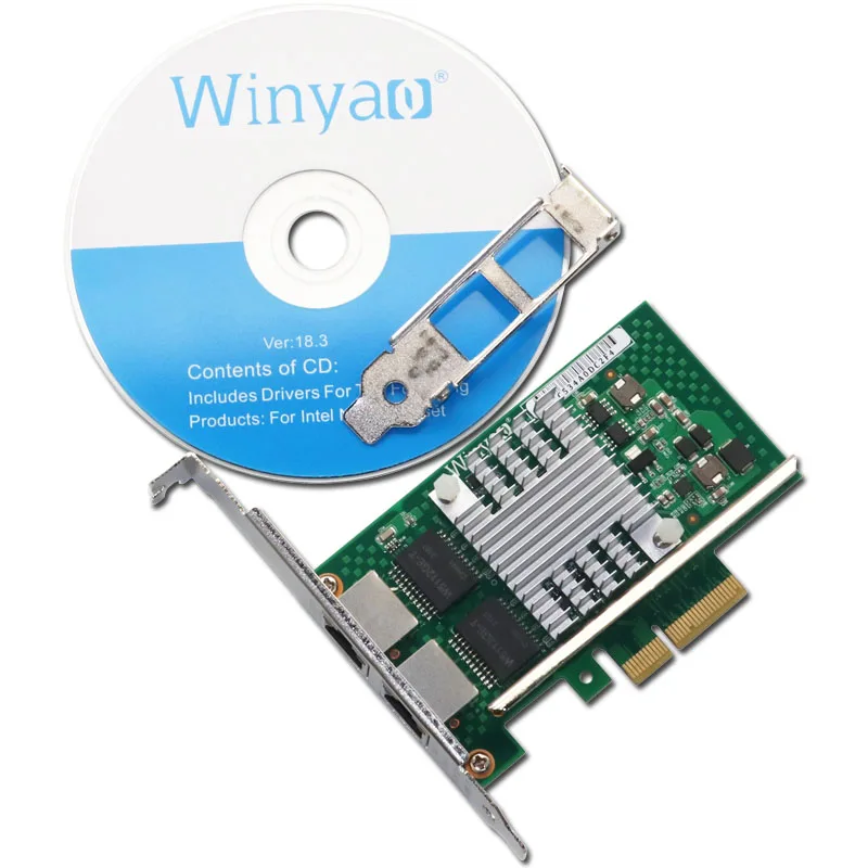 Imagem -04 - Winyao Wyi350-t2v2 Pci-e x4 Porta Dupla Gigabit Servidor Ethernet Placa Adaptador de Rede Esxi I350t2 E1g42et 9404pt Ros