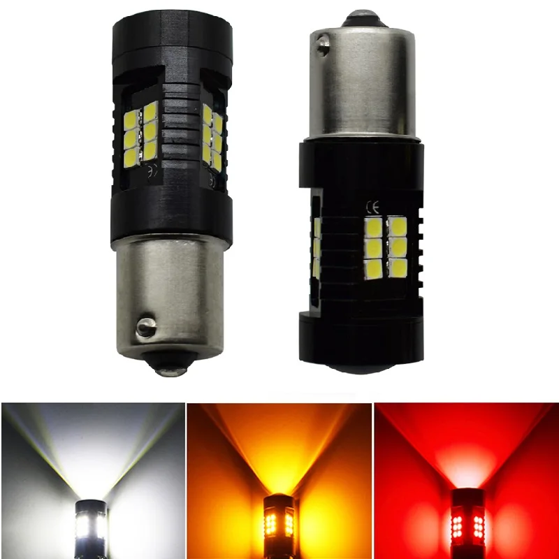 EURS 10pcs LED Car light 1156 1157 3030 21smd Rogue Reversing lights 1200lm Brake light 21w led Turn Signal reverse light White