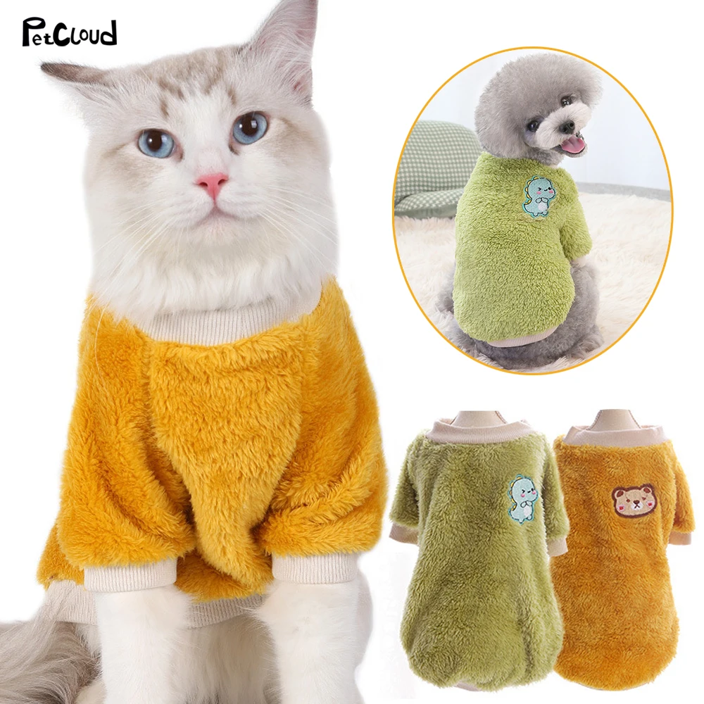 Warm Dog Clothes Soft Plush Pet Clothes For Small Medium Dogs Chihuahua Pug Cat Sweater Puppy Fleece Fashion Kitten Winter Dress