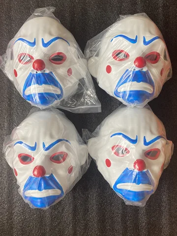 Maschere da ladro della banca da clown Joker indossabili in scala 1:1, maschera in resina per costumi cosplay del cavaliere oscuro