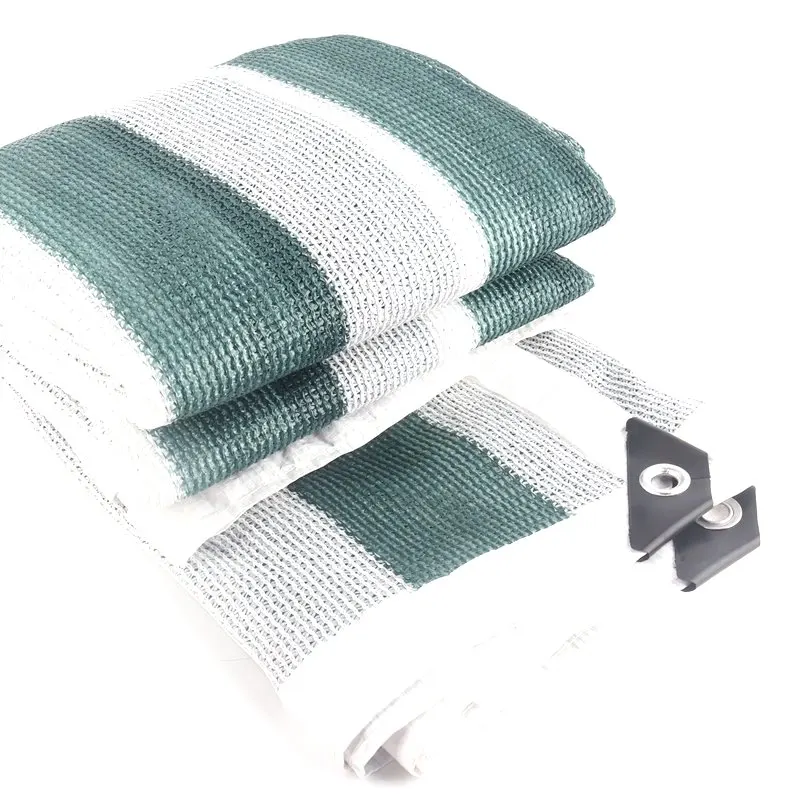 Customize Anti-UV HDPE Dark Green White Stripe Sun Shade Nets Home Terrace Balcony Privacy Safety Fence Net Canopy Sun Sails