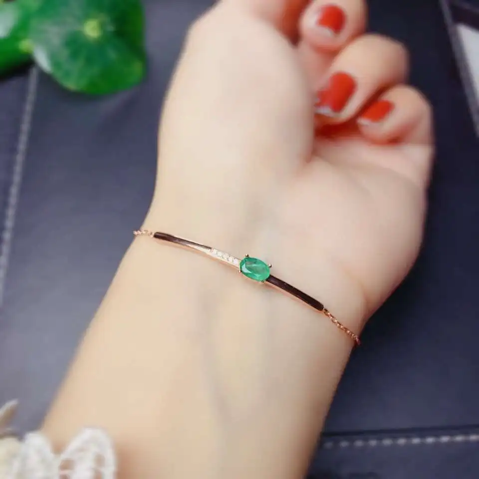 KJJEAXCMY gioielleria raffinata smeraldo naturale argento Sterling 925 nuove donne pietra preziosa braccialetto mano rilevamento supporto squisito