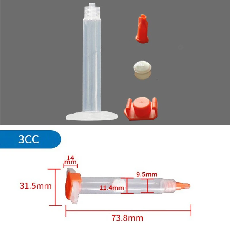 50 sets/lot air distribution 3CC ml dispense adhesive cone barrel sleeve,piston,end caps,top hats,glue liquid dispenser