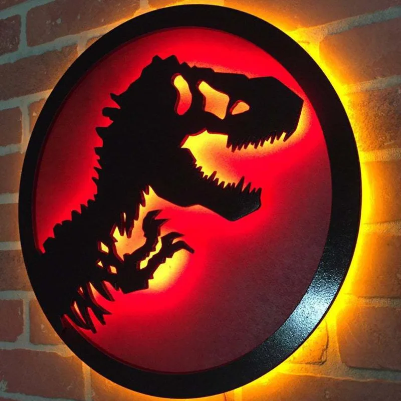 Jurassic Park LED Night Light Dragon Dinosaur Wall Lamp Furnishing Bedside Lamp Effect Light Neon Light Bedroom Home Decoration