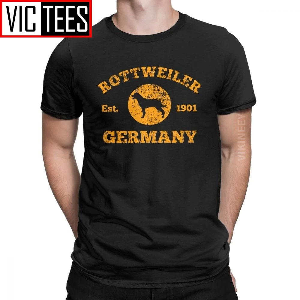 RottWeiler Dog Est 1901 In Germany Men's Tshirt Vintage Rotty Rottweiler Owners Lovers T-Shirt Cotton Wholesale Camisas Hombre