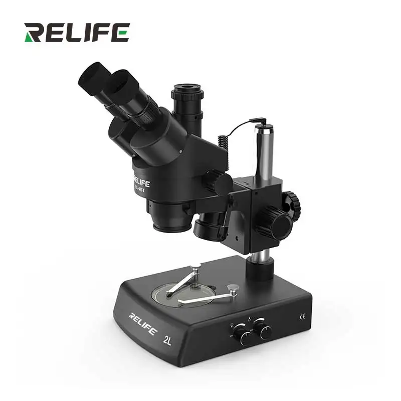 

2021 NEW ARRIVAL RELIFE RL-M3T-2L 7X-45X Trinocular HD Stereo Microscope with light source Video Digital Microscope with stand